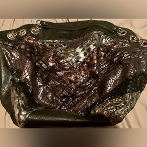 XXL vintage Handbag Shoulder Bag Tote Bag. Multi pattern and black.